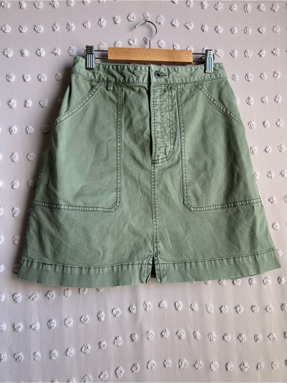 Alex Mill Cotton Blend High Waisted Utility Mini Skirt Sz 4 Green